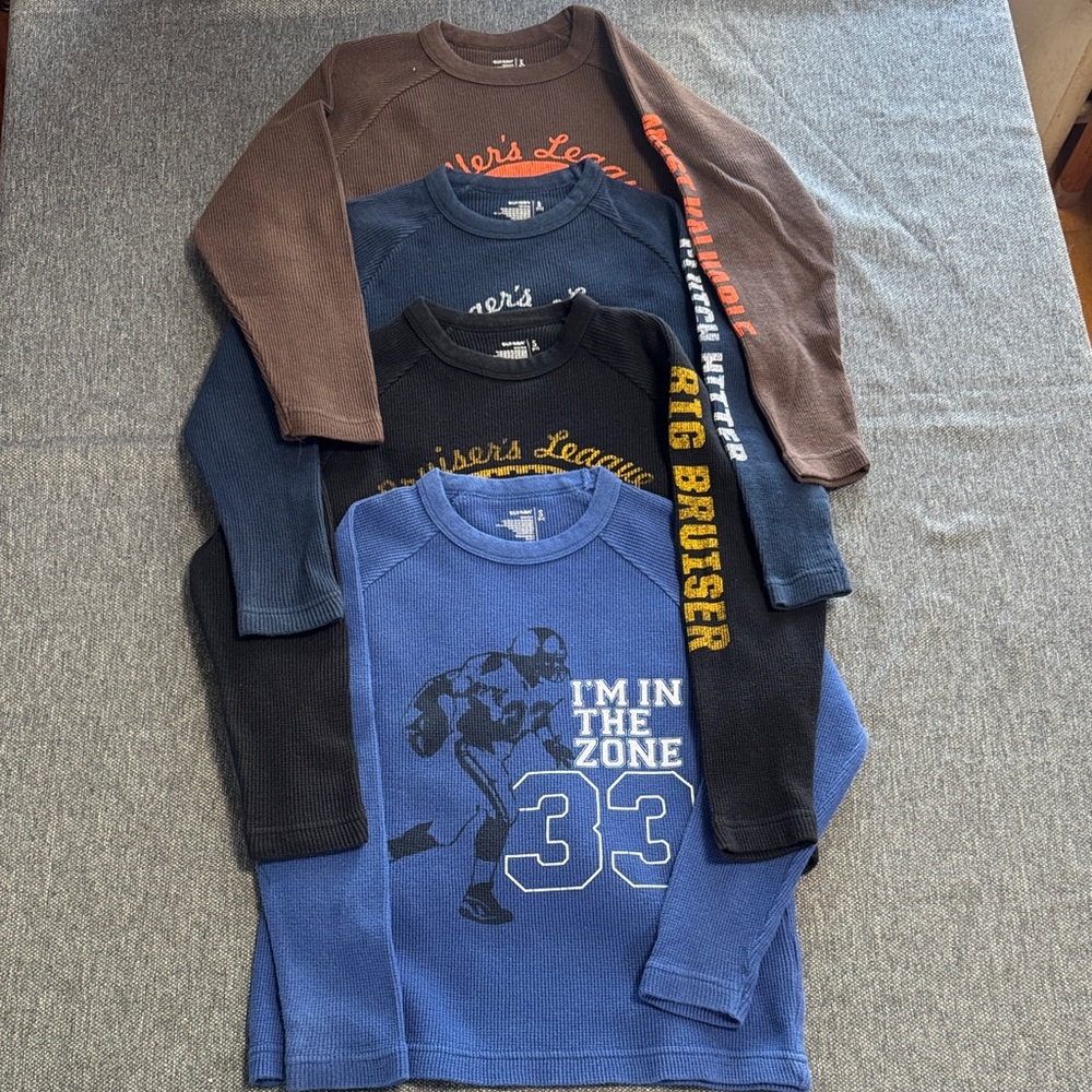 Old Navy Kids Long Sleeve Tees Lot of Four- Blue, Black, Brown and Navy